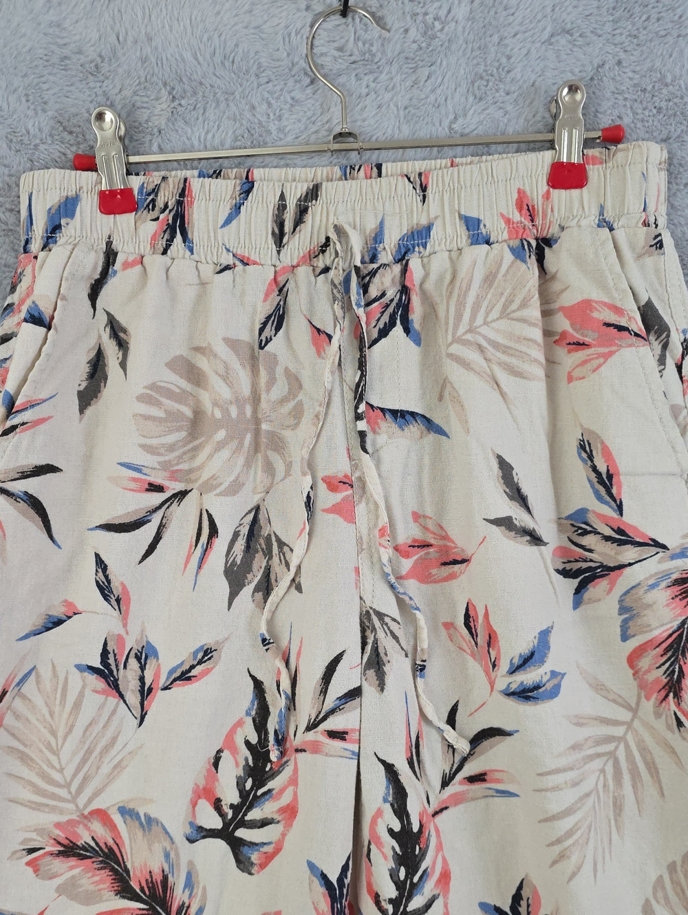 Briggs Linen Blend Tropical Print Wide Leg Pants Women's Medium Pull On Beach - Picture 2 of 9